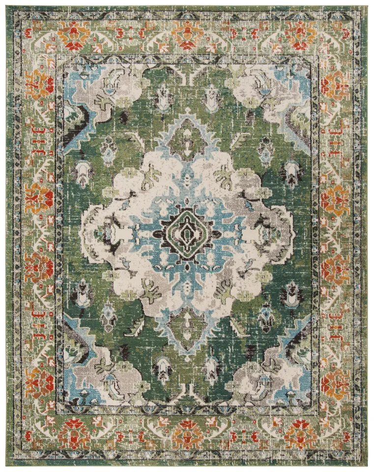 Arlo Home Woven Area Rug, MNC243F, Forest Green/Light Blue,  10' X 14'