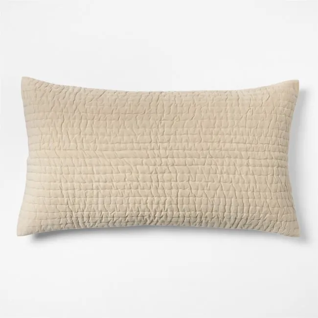 Organic Cotton Textured Velvet Ecru Beige King Bed Pillow Sham