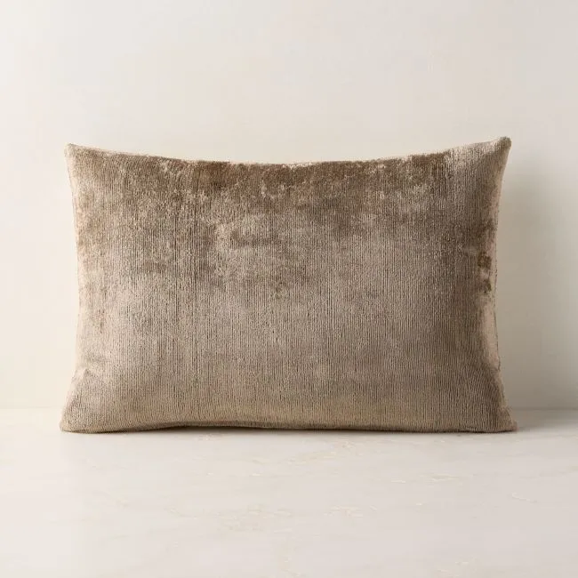 Truette Light Olive Green Turkish Silk Lumbar Pillow Cover 22"x15"