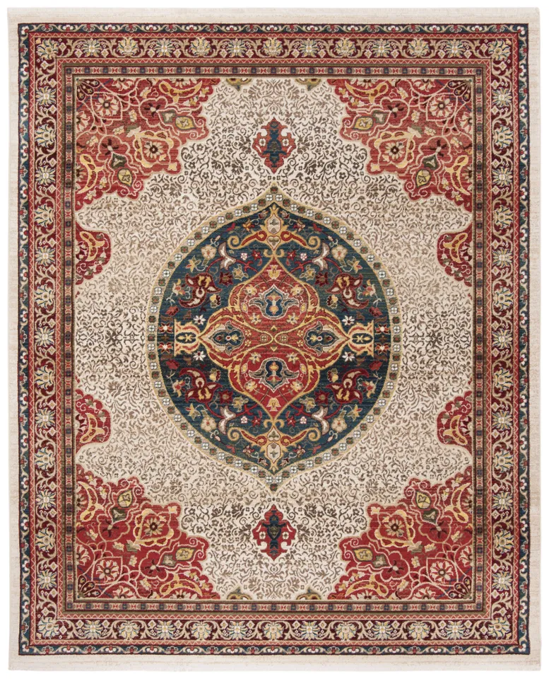 Arlo Home Woven Area Rug, KSN302D, Ivory/Red,  9' X 12'