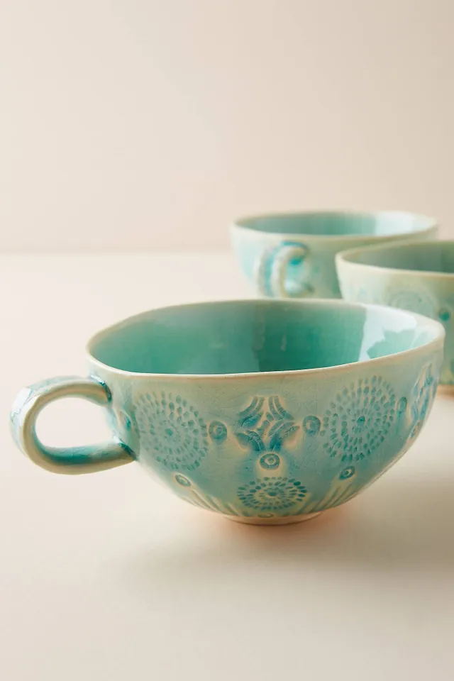Old Havana Portuguese Stoneware Mugs, Set of 4