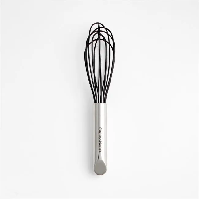 Crate & Barrel Black Silicone and Stainless Steel 9.5" Whisk