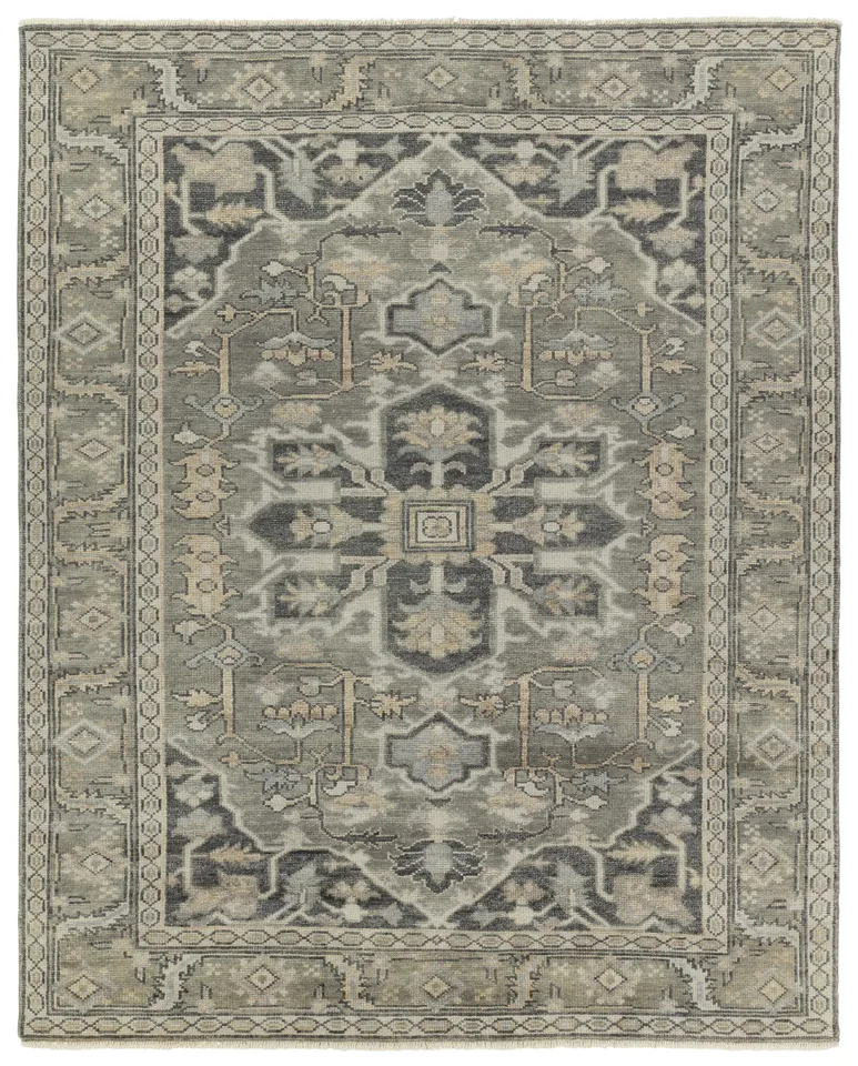 Meradi Hand Knotted Medallion Taupe/Gray Area Rug (10'X14')