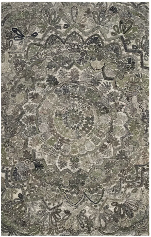 Arlo Home Hand Tufted Area Rug, MRQ110A, Grey/Multi,  5' X 8'