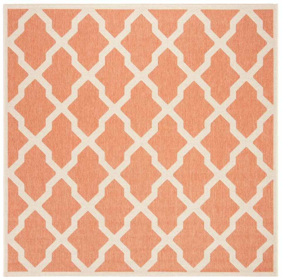 Arlo Home Indoor/Outdoor Woven Area Rug, LND122P, Rust/Cream,  6' 7" X 6' 7" Square