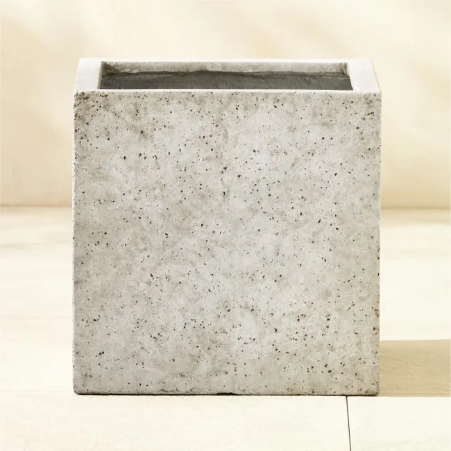 Ash Square Grey Cement Indoor/Outdoor Medium Planter 15.5"H