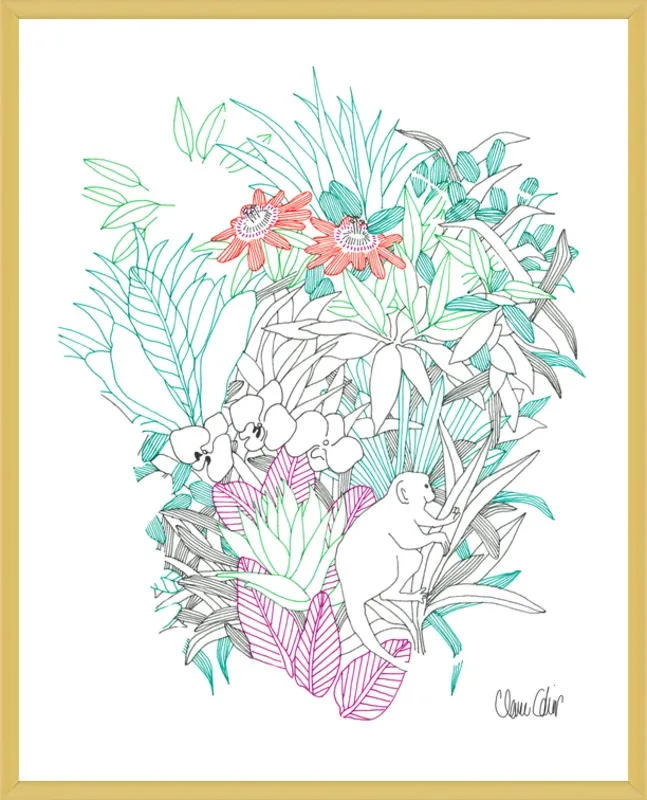 Passionflowers, orchids and the squirrel monkey  by Claire Colin for Artfully Walls
