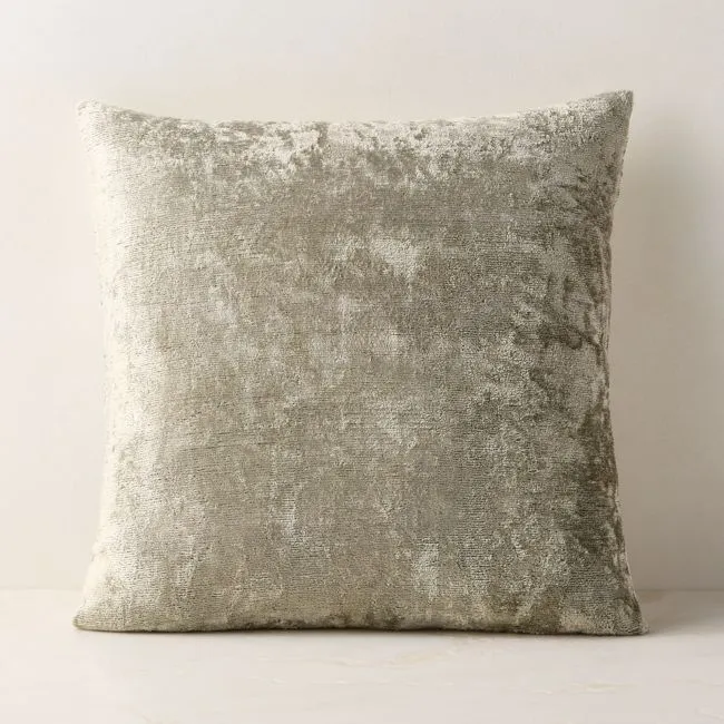 Truette Sage Green Turkish Silk Throw Pillow with Down-Alternative Insert 20"x20"