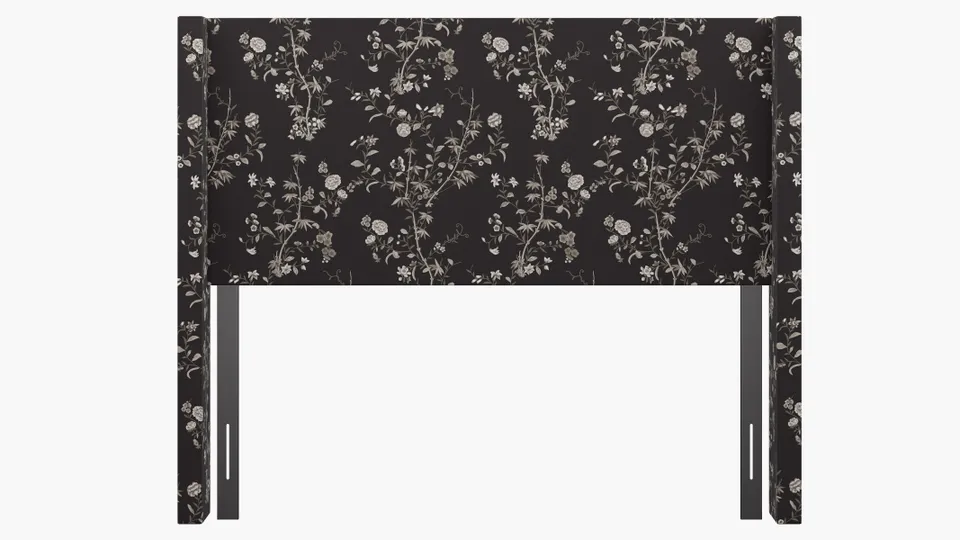 Modern Wingback Headboard, Black Bamboo Garden, Queen
