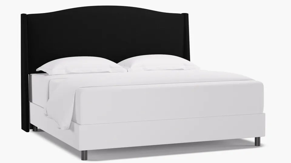 Classic Wingback Headboard, Raven Everyday Linen, King