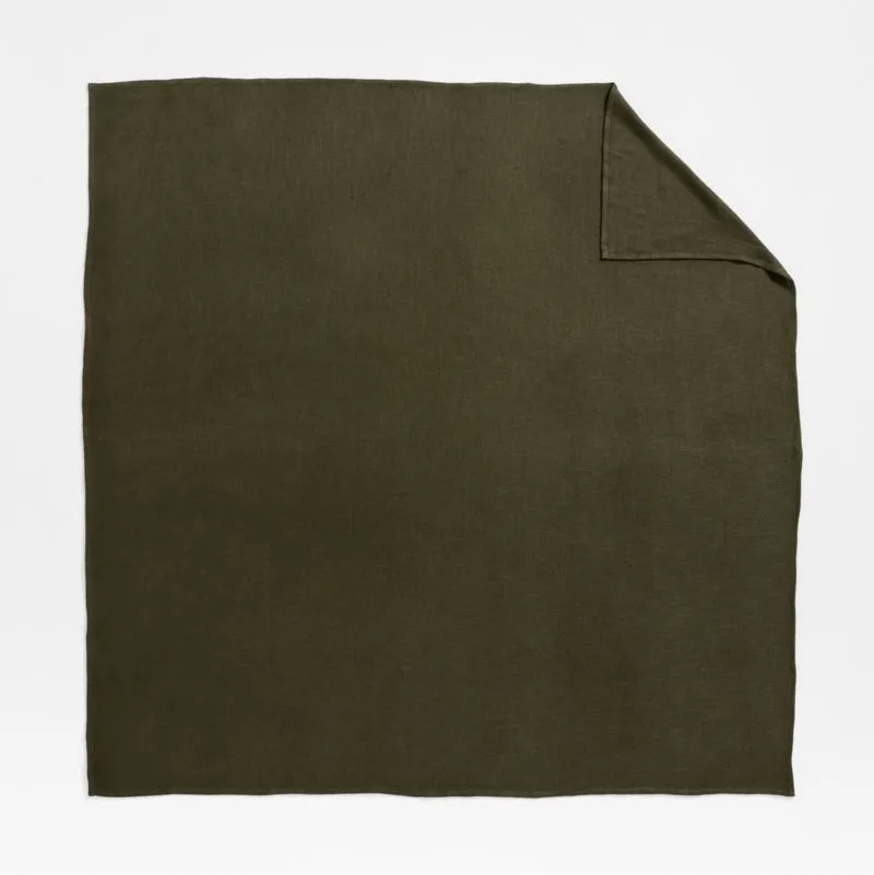 EUROPEAN FLAX ™-Certified Linen Viscose Burnt Green Full/Queen Bed Blanket