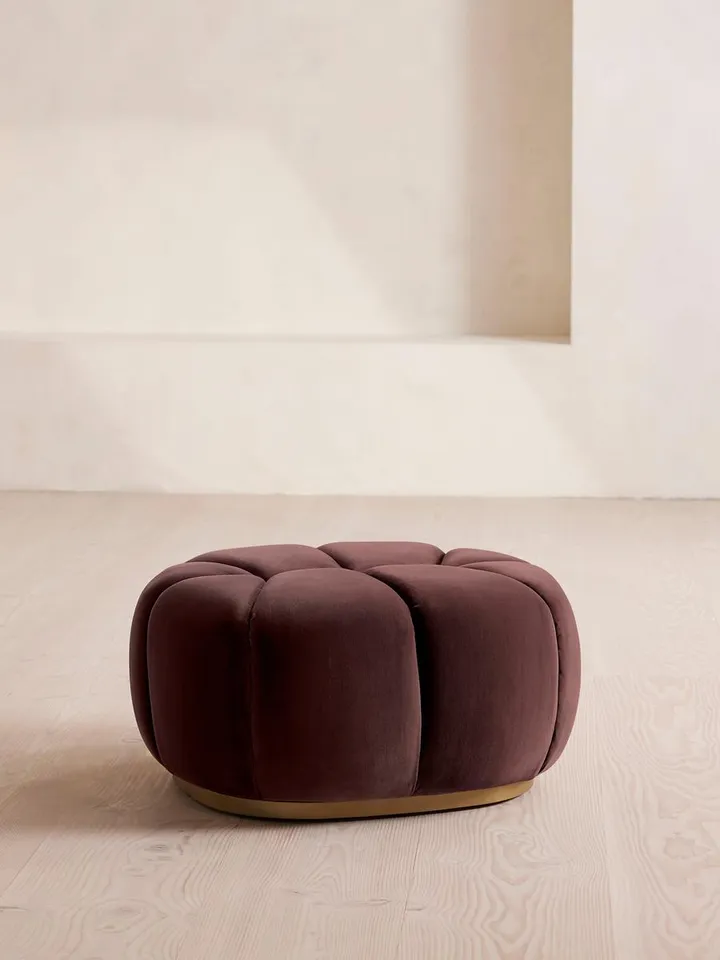 Garret Footstool, Velvet Aubergine, US