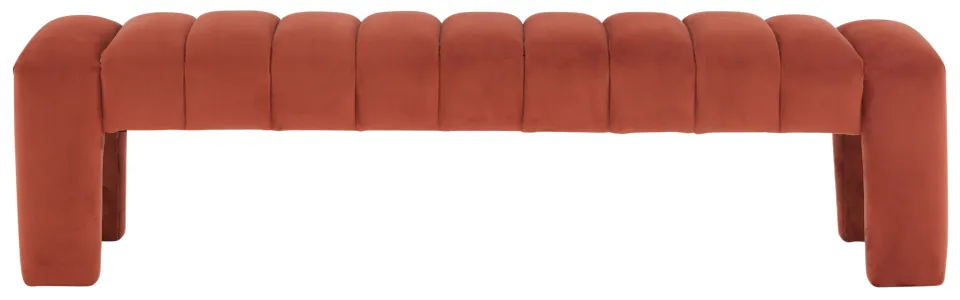 Bellisima Channel Tufted Bench - Rust
