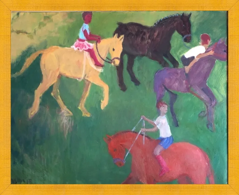 Four Horses, Three Riders by Megan Williamson for Artfully Walls