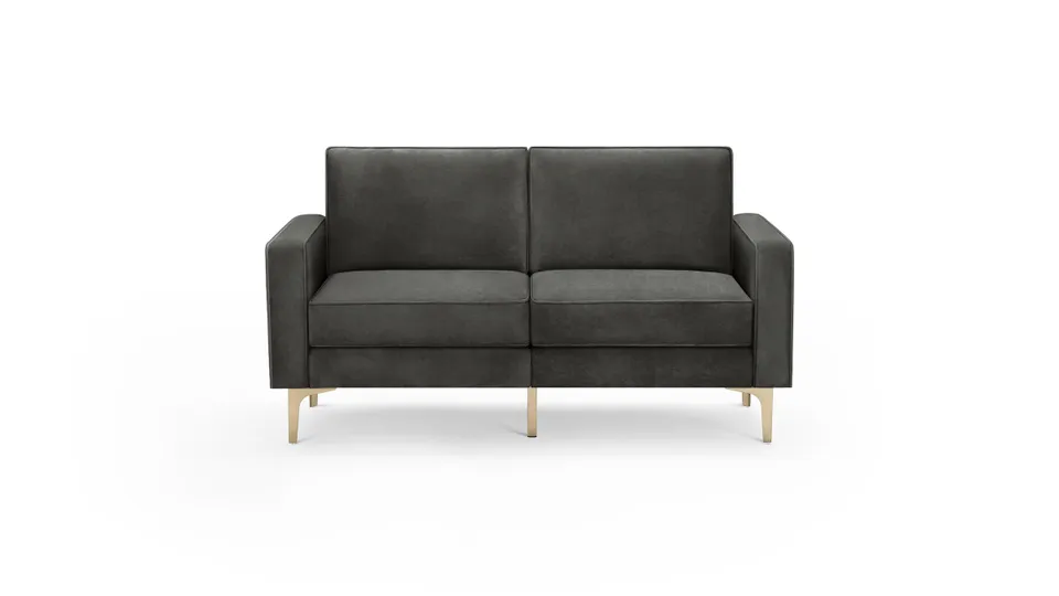 Nomad Velvet Loveseat - Graphite Grey - Performance Velvet / Brass - Metal