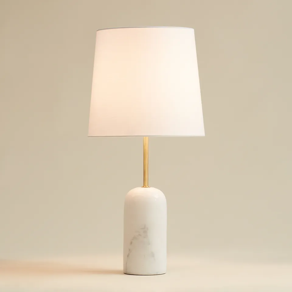Daleti 25" High White Marble Table Lamp with Dimmer