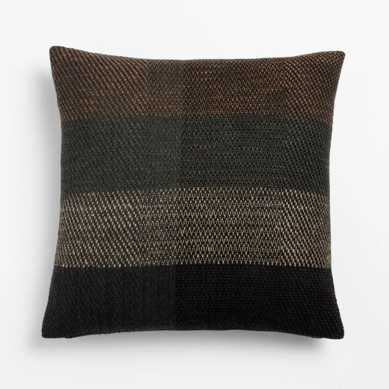 Stowell Cotton, Wool and Silk Blend 20"x20" Olive Green Throw Pillow Cover with Down-Alternative Insert