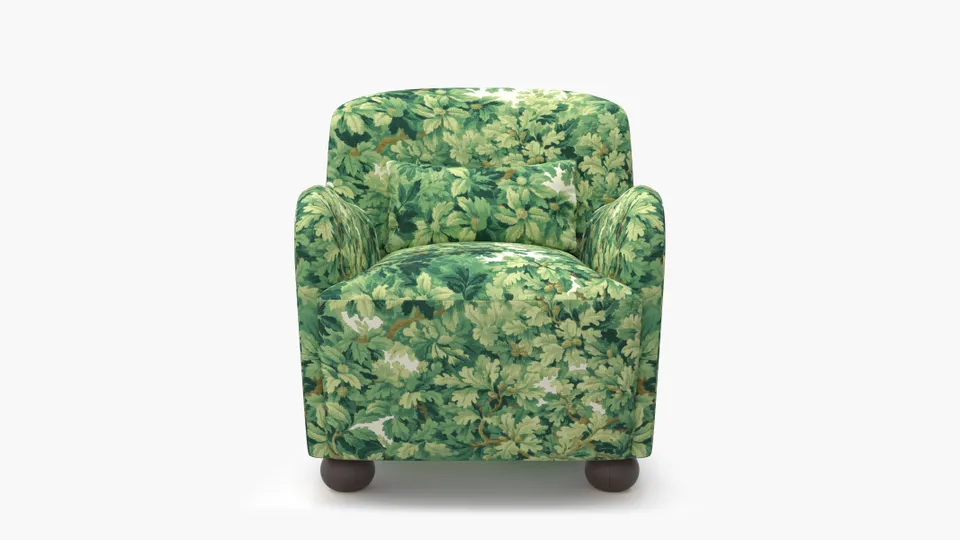 Club Chair, Verdure Bois De Chene, Espresso Bun Foot