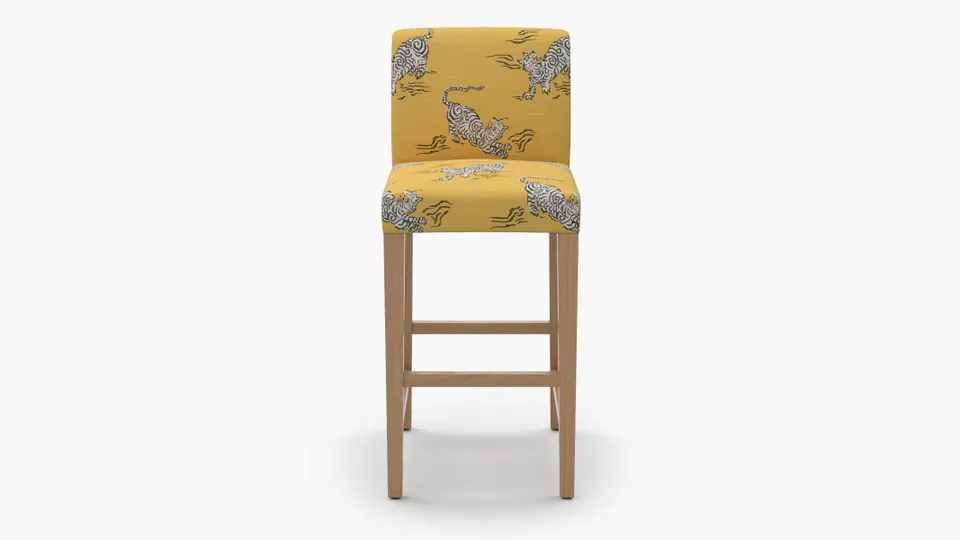 Signature Dining Bar Stool, Dijon Tigresse, Natural Square Tapered Leg