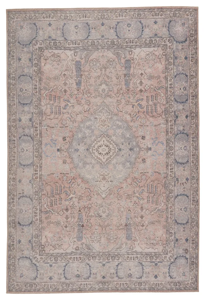 Kadin Medallion Pink/ Blue Runner Rug (2'6"X7'6")
