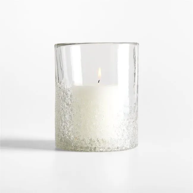 Seeded Textured Small Glass Hurricane Candle Holder 6"