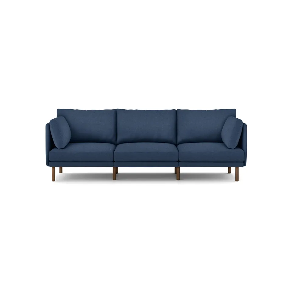 Field 3-Piece Sofa - Navy Blue - Performance Basketweave / Walnut - Wood