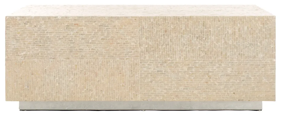 Scarlett Rectangular Prism Coffee Table - Natural / Silver