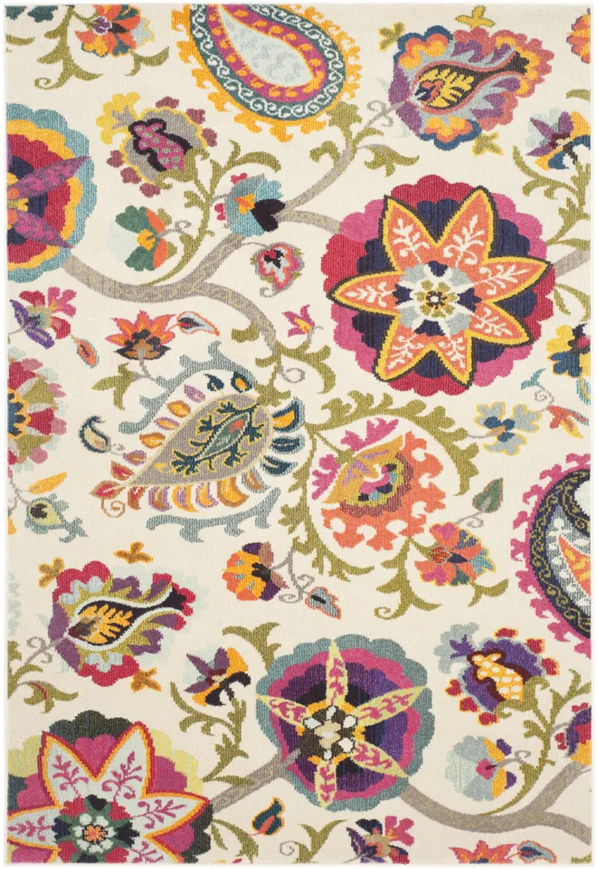 Arlo Home Woven Area Rug, MNC229A, Ivory/Multi,  5' 1" X 7' 7"