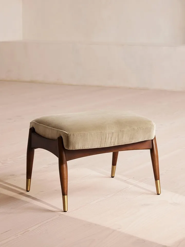 Theodore Footstool, Velvet, Oyster, US