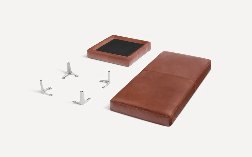 Nomad Leather Chaise - Chestnut - Top Grain Leather / Chrome - Metal