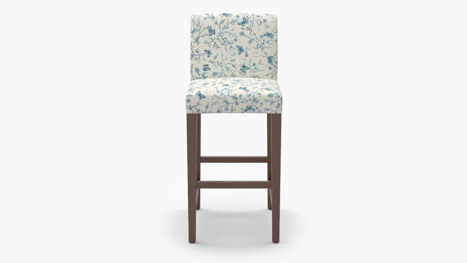 Signature Dining Bar Stool, Delft Mariposa, Walnut Square Tapered Leg