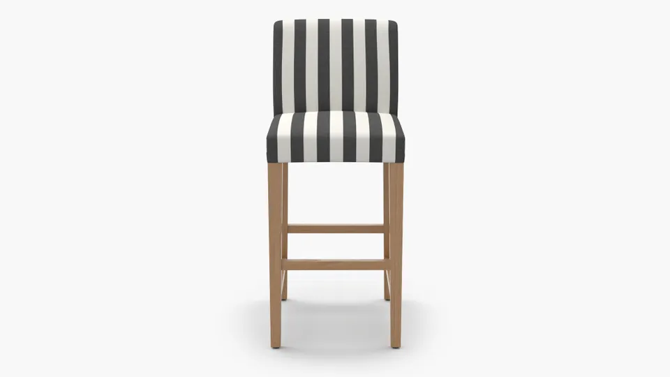 Signature Dining Bar Stool, Ink Cabana Stripe, Natural Square Tapered Leg