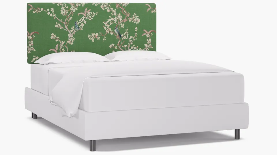 Square Back Headboard, Jade Cherry Blossom, Queen