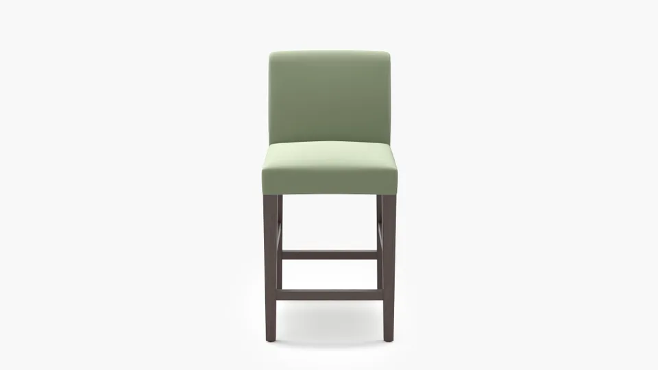 Signature Dining Counter Stool, Celadon Performance Plush Velvet, Espresso Square Tapered Leg