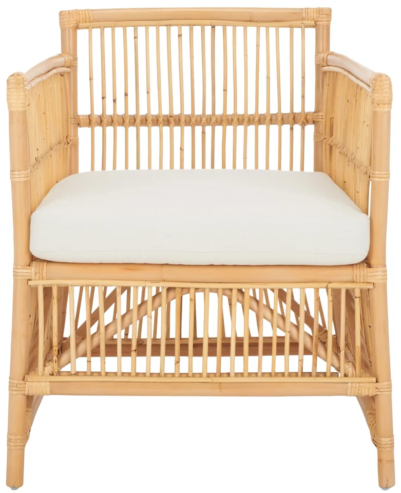 Alvis Accent Chair With Cushion - White / Natural