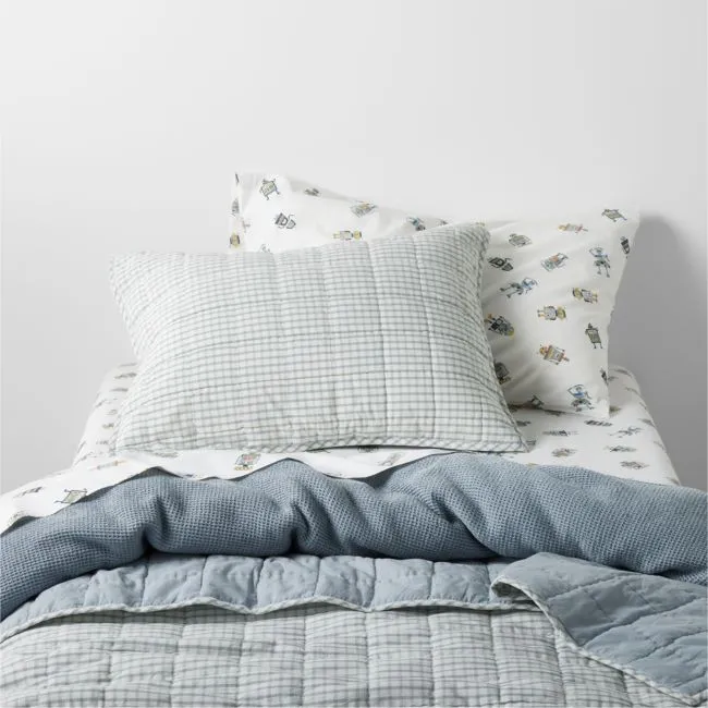 Blue Windowpane Plaid Kids Full/Queen Quilt