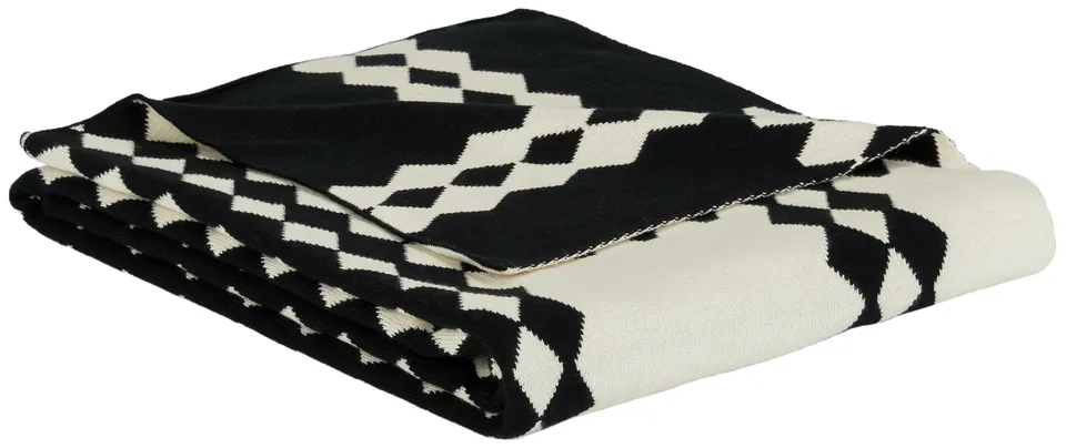 Zhuri 50 x 60 Cotton Throw - Black / Ivory