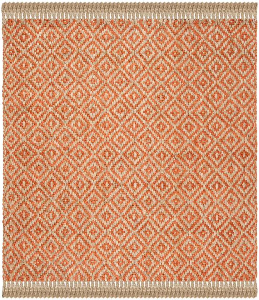 Arlo Home Hand Woven Area Rug, NF266B, Orange/Natural,  6' X 6' Square