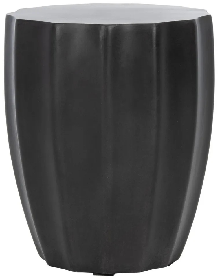 Jaslyn In/Outdoor Round Concrete 17.7" Accent Stool - Black
