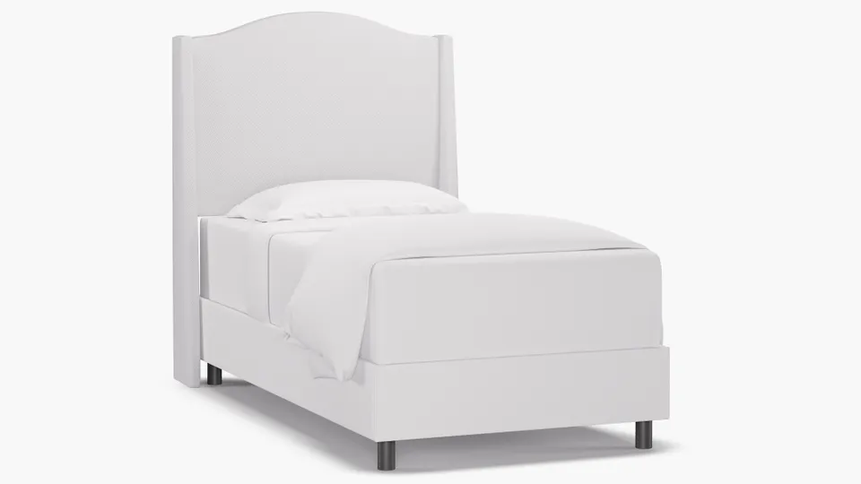 Classic Wingback Headboard, White Twill, Twin