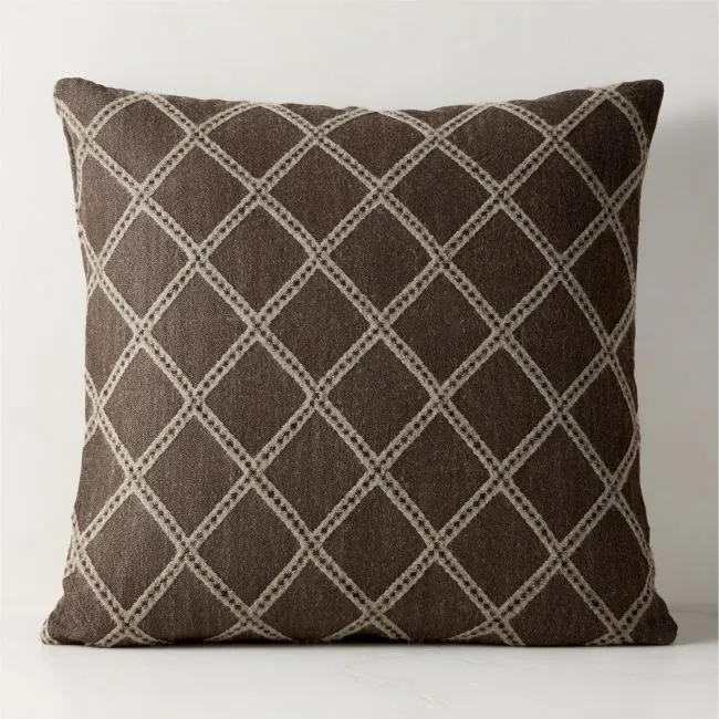Romarin Brown Wool Throw Pillow with Down-Alternative Insert 23"x23" by Nina Garcia