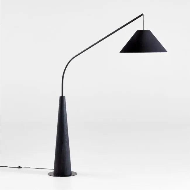 Gibson Black Hanging Arc Floor Lamp with Black Shade 81"