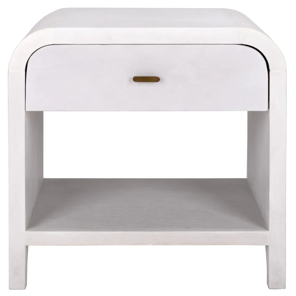 Birkin 1 Drawer 1 Shelf Nightstand - White Washed