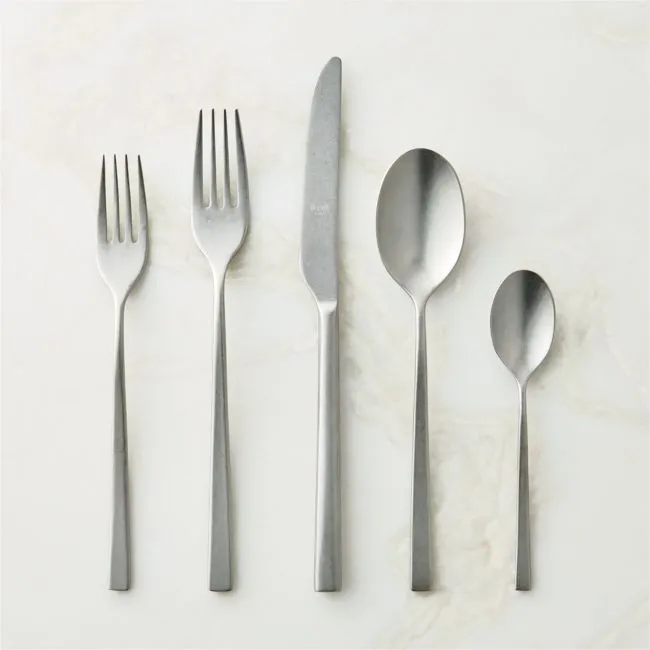 Rebbio 20-Piece Tumbled Silver Flatware Set