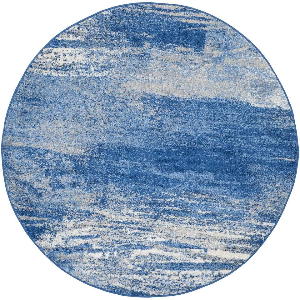 Arlo Home Woven Area Rug, ADR112F, Silver/Blue,  8' X 8' Round
