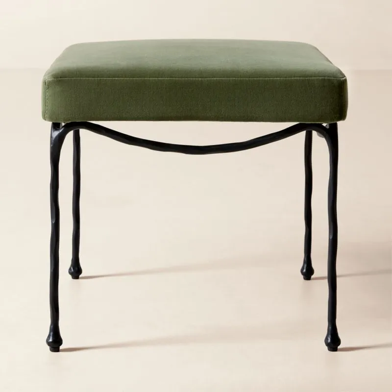Journey Sage Green Velvet Stool