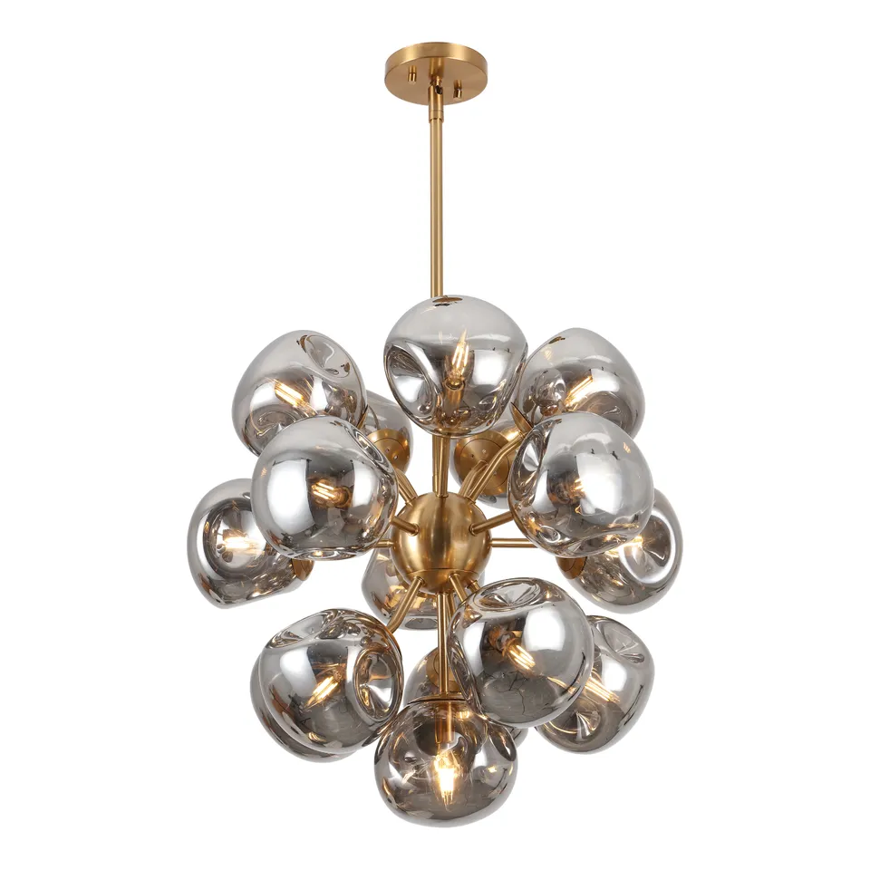 Paulia, 16 Light, 23 Inch, Chrome/Brass, Metal Chandelier