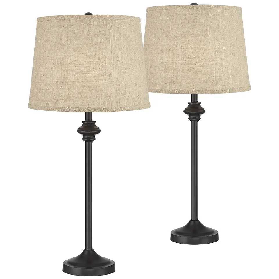 Possini Euro Lynn 26" High Bronze Burlap Buffet Lamps Set of 2