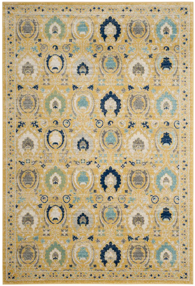 Arlo Home Woven Area Rug, EVK251B, Gold/Ivory,  4' X 6'