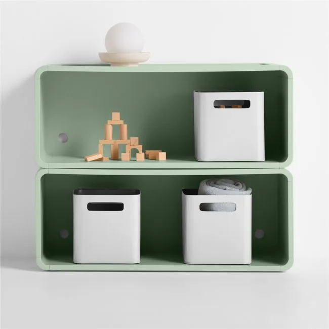 Scout Set of 2 Sage Wood Kids Stackable Bookshelf